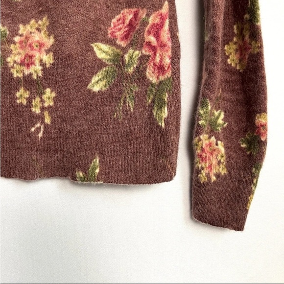 Laura Ashley Cardigan Sz S Angora Wool Rose Print Button Up Vtg Cottagecore EUC - Picture 8 of 15